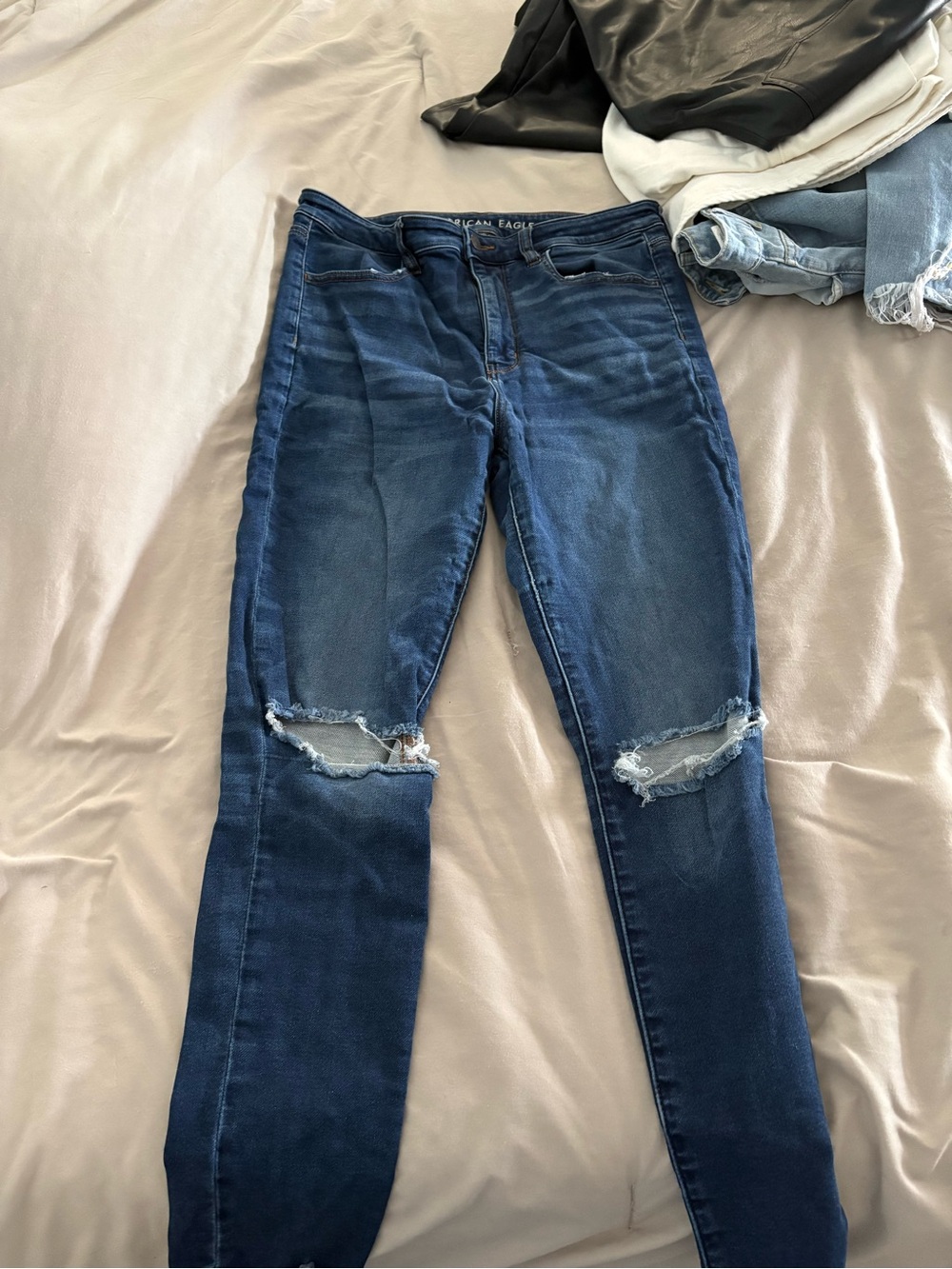 American Eagle Outfitters Women's Ripped Skinny Jeggings - Dark Blue